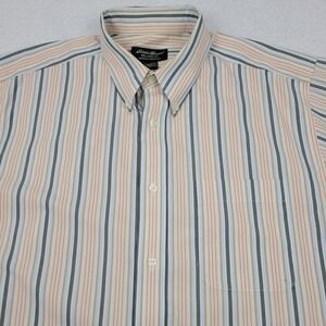 Eddie Bauer Relaxed Fit Wrinkle Resistant Button Down Shirt Mens Large L Stripes